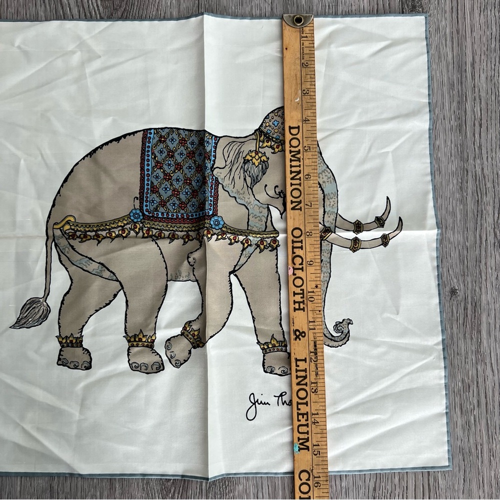 JIM THOMPSON Vintage Elephant  pocket Square SILK napkin scarf hanky 16" - Picture 5 of 6